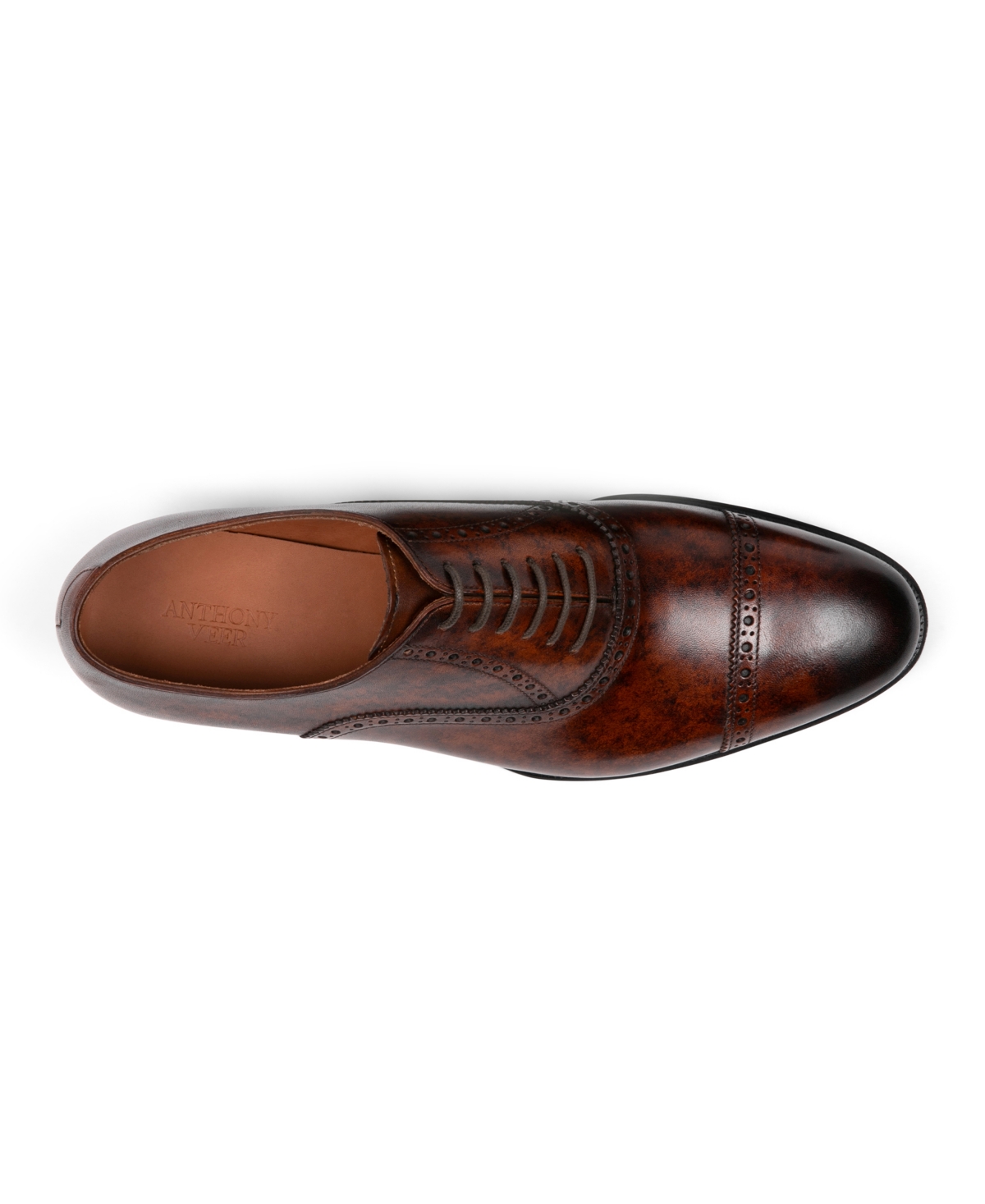 Anthony Veer Men's Windsor Broque Cap Toe Leather Oxford Dress Shoes In Cognac Eclipse