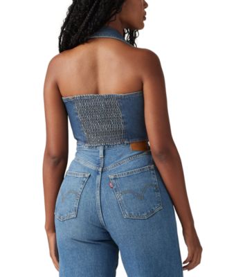 Women's Bria Cotton Denim Corset Cropped Top
