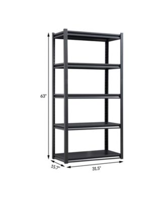 63"H  5 Tier Metal Shelves for Storage Garage Shelving 2000LBS Heavy Duty Storage Shelves Adjustable Garage Shelf Industrial Shelving Unit Storage Utility Rack,31.5"W15.7"D63"H,Black