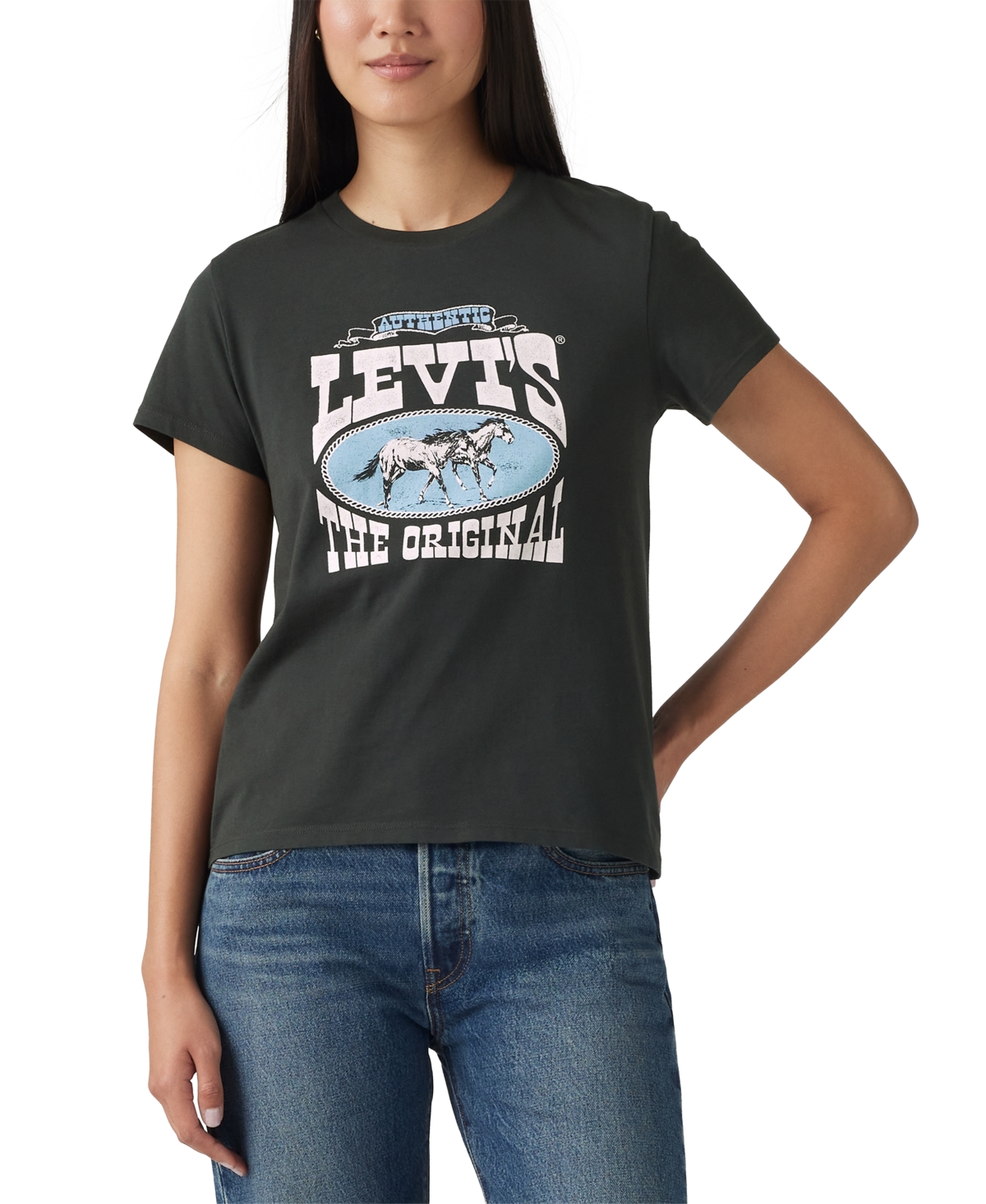 Levi's The Perfect Tee In Levis Horse Poster Pirate Black