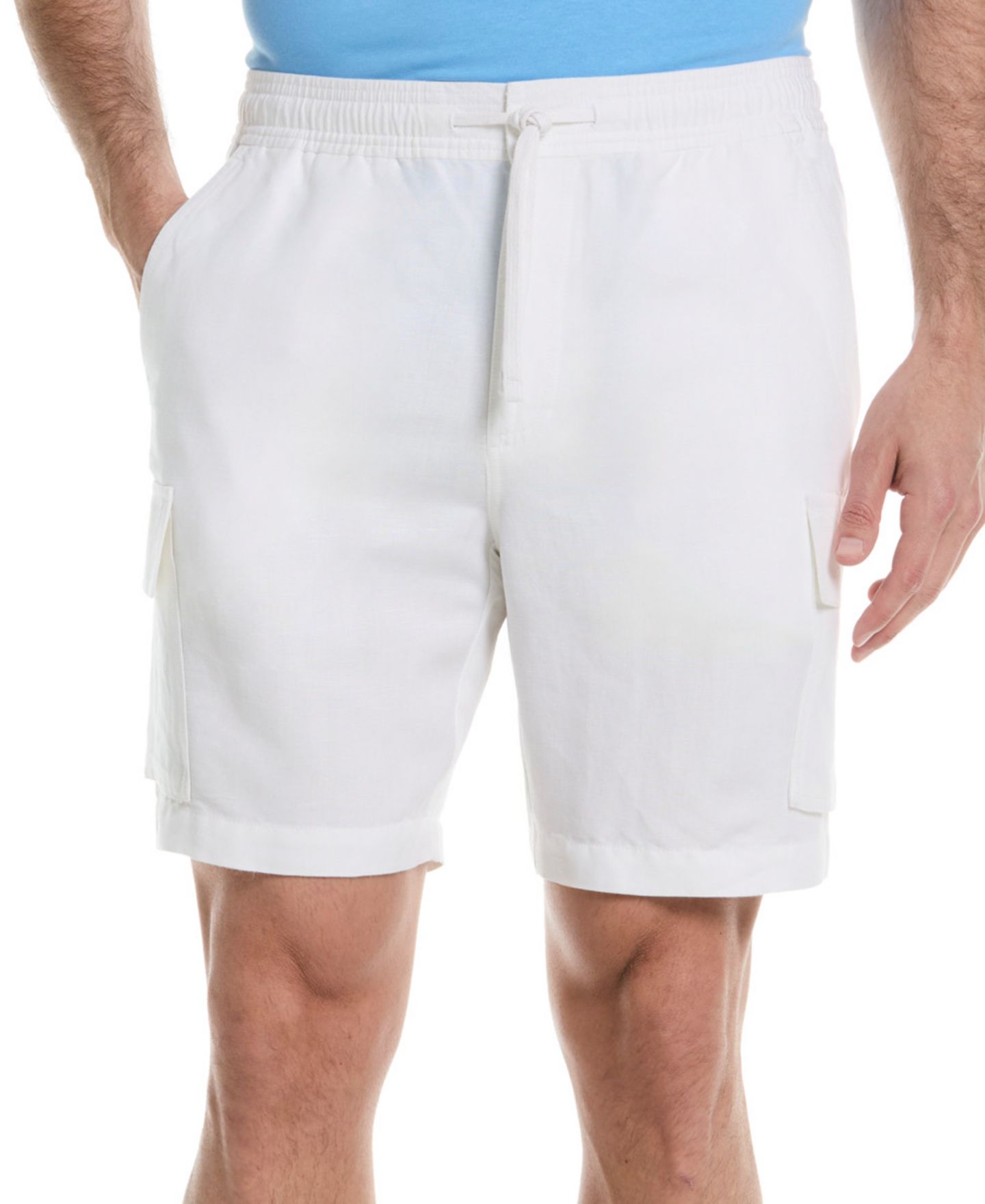 Мужские шорты Cubavera 8" Drawstring Linen Cargo, цвет: Яркий белый — фото 1