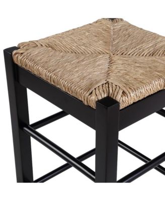 Counter Stool with Frame and Handwoven Rush Seat for Rustic and Comfortable Seating