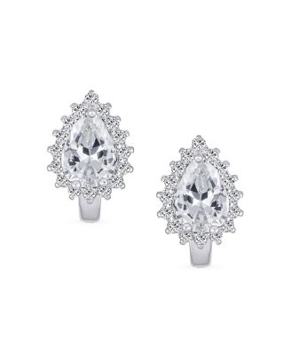 Timeless Elegant CZ Cubic Zirconia Stud Earrings Teardrop Huggie Sterling