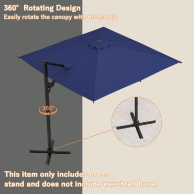 10 ft. Patio Umbrella Square Cantilever Umbrella, Outdoor Market Umbrella in Blue with 360° Rotation for Pool Lawn(without base)