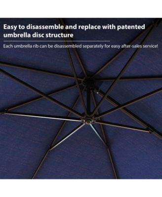 10 ft. Patio Umbrella Square Cantilever Umbrella, Outdoor Market Umbrella in Blue with 360° Rotation for Pool Lawn(without base)