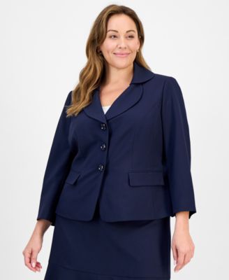 Plus Size Tulip Collar Jacket & Tiered 2 Piece Skirt Suit