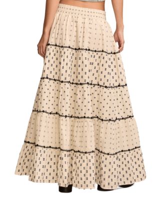 Women's Textured Patchwork Maxi Skirt