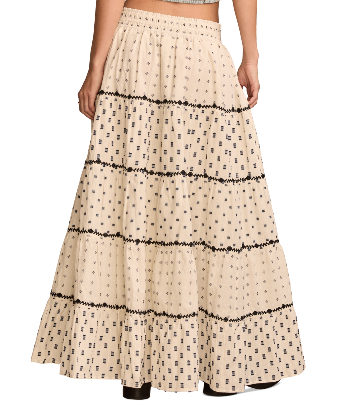 LUCKY BRAND WOMEN'S TEXTURED PATCHWORK MAXI SKIRT 