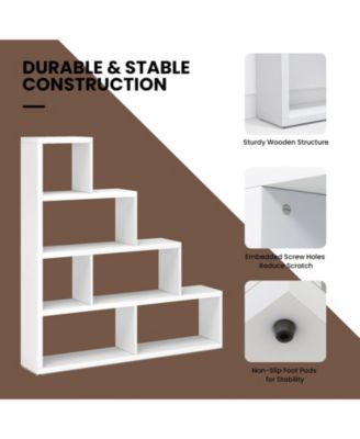 6 Cubes Ladder Shelf Corner Bookshelf Storage Bookcase