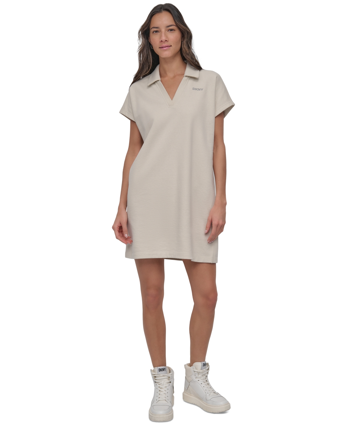 Shop Dkny Women's Mini Stud Logo Short-sleeve Dress