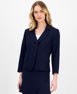 Women's Tulip Collar Jacket & Tiered Skirt Suit Set, Regular & Petite