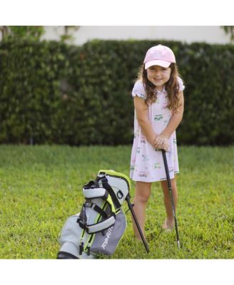 Girls Rainbow Golf Cart Bow Baseball Hat in Pink