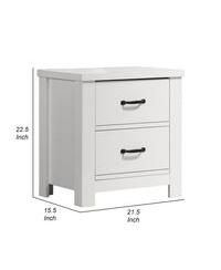 Nightstand with 2 Drawers and Black Handles for Bedroom Storage