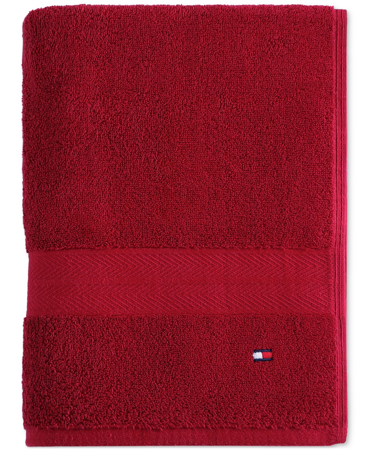 Tommy Hilfiger Home Modern American Solid Cotton Bath Towel, 30" x 54" - Scarlet