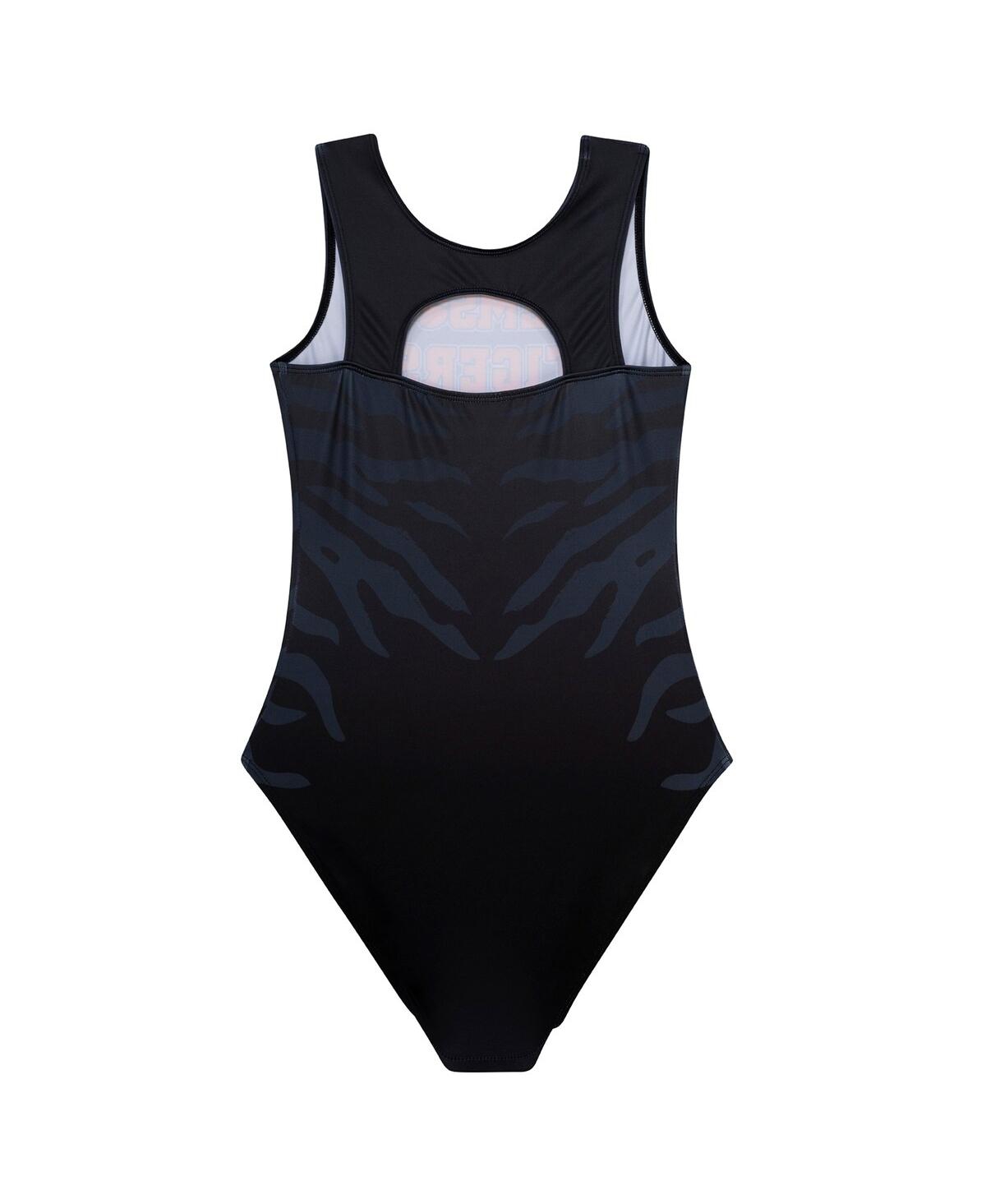 GK ELITE BIG GIRLS BLACK CLEMSON TIGERS ELITE SPIRIT LEOTARD 
