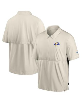 Nike - Men's Bone Los Angeles Rams Sideline Coaches Half-Zip Short Sleeve Jacket