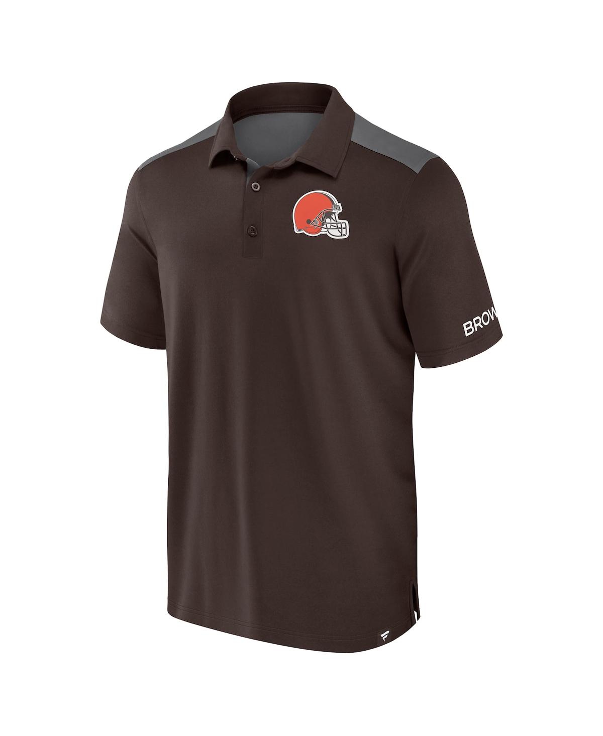 Fanatics Men's Brown/gray Cleveland Browns Color Block Polo Shirt In Brown,gray
