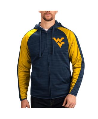 G-III Sports by Carl Banks - Men's Navy West Virginia Mountaineers Neutral Zone Raglan Full-Zip Track Jacket Hoodie