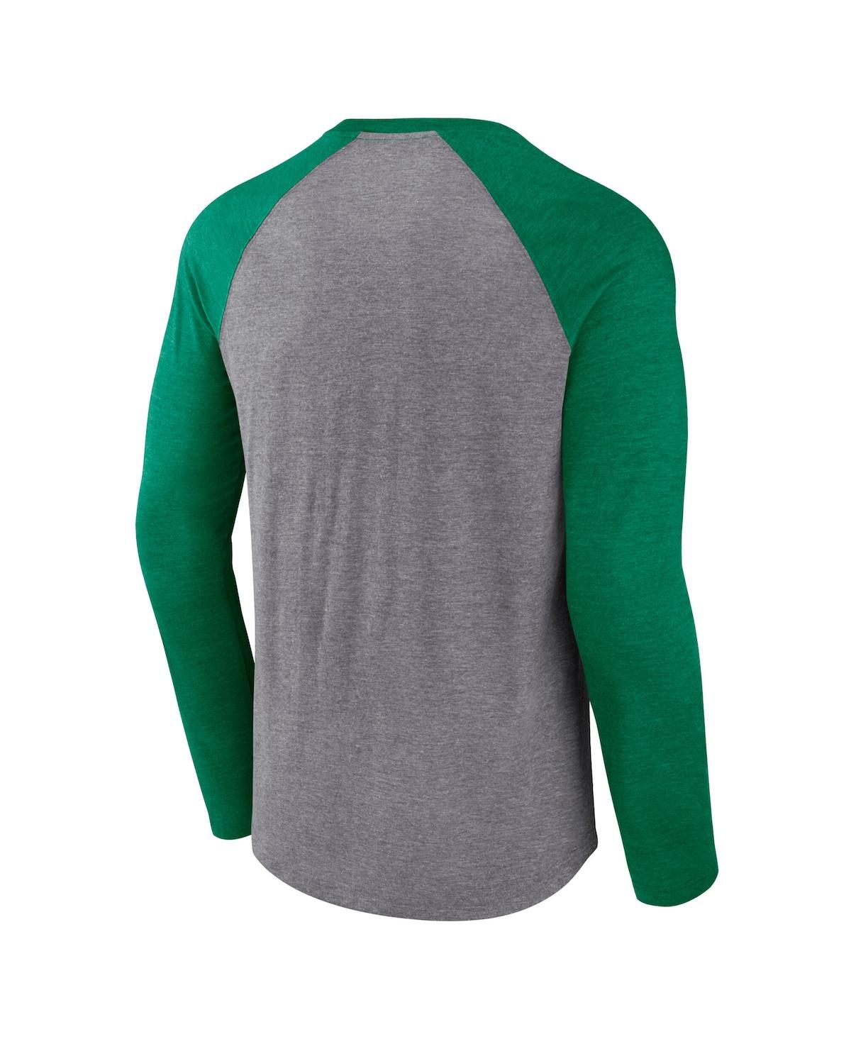 Fanatics Men's Heather Gray Hartford Whalers Vintage Hockey Goal Crease Raglan Tri-blend Long Sleeve T-shirt In Heather Gray