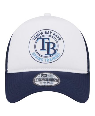 Men's White/Navy Tampa Bay Rays Spring Training Circle Foam A-Frame 9Forty Trucker Adjustable Hat