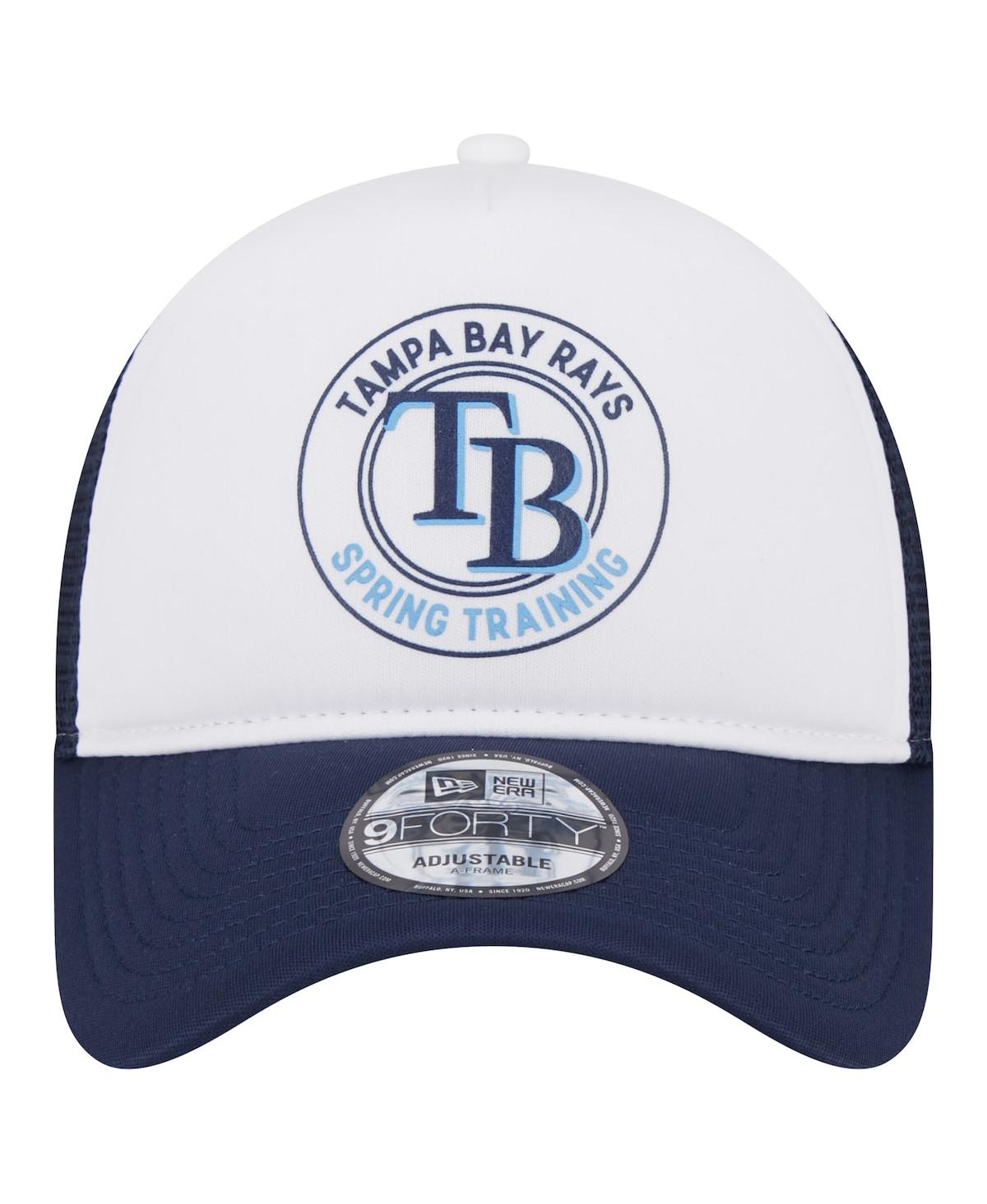 New Era Men's White/navy Tampa Bay Rays Spring Training Circle Foam A-frame 9forty Trucker Adjustable Hat In Navy