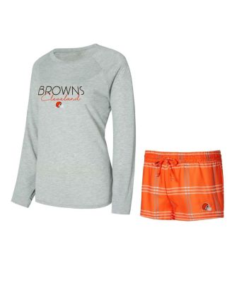 Concepts Sport - Women's Cleveland Browns Petition Raglan Long Sleeve T-Shirt Shorts Set