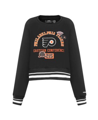Women's Black Philadelphia Flyers Area Code Cropped Pullover Sweatshirt