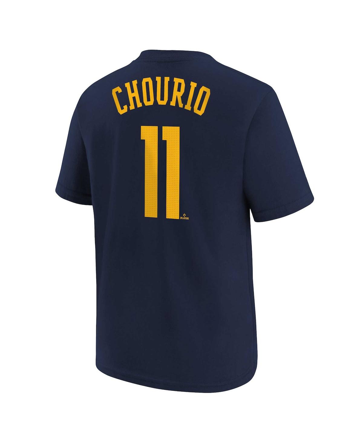 Nike Big Boys And Girls Jackson Chourio Navy Milwaukee Brewers Name Number T-shirt In Navy