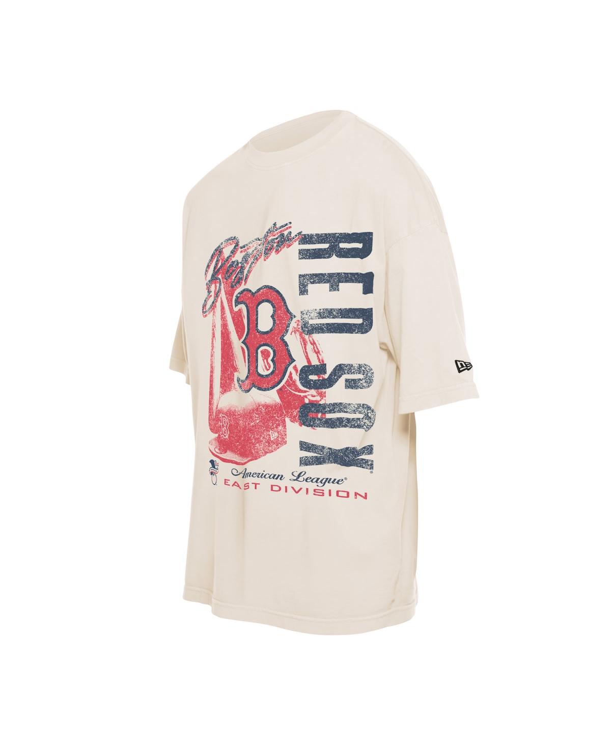 New Era Men's Cream Boston Red Sox Cooperstown Collection Oversized Throwback Distressed T-shirt In Cream
