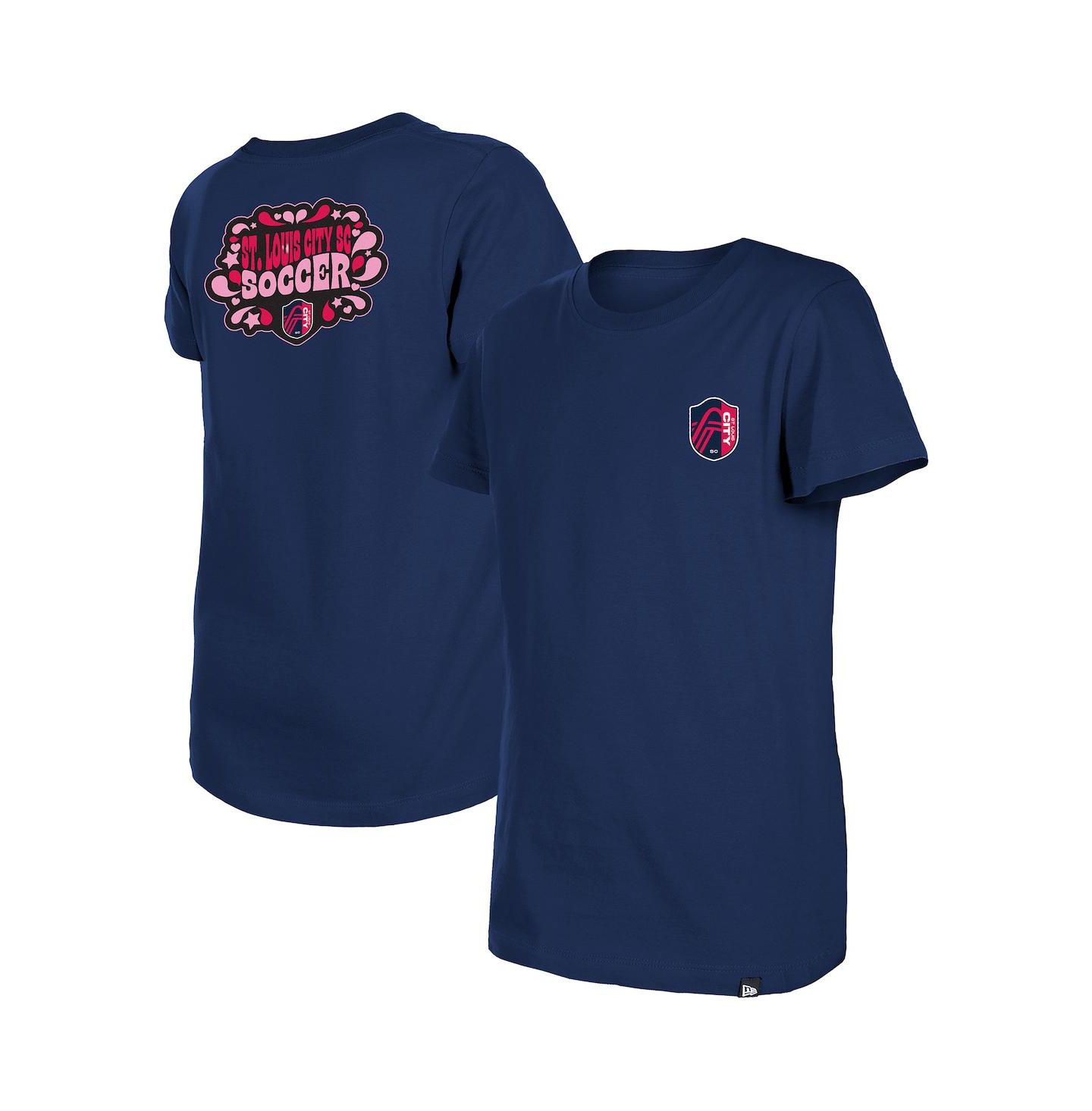 Футболка New Era Navy St. Louis City SC Bubble Heart для девочек — фото 1