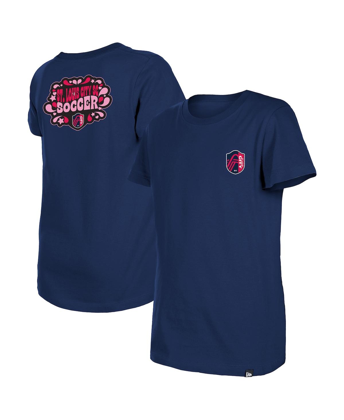 NEW ERA BIG GIRLS NAVY ST. LOUIS CITY SC BUBBLE HEART T-SHIRT 