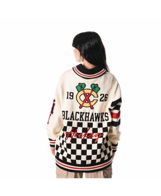 Men's and Women's Cream Chicago Blackhawks Jacquard Full-Zip Sweater