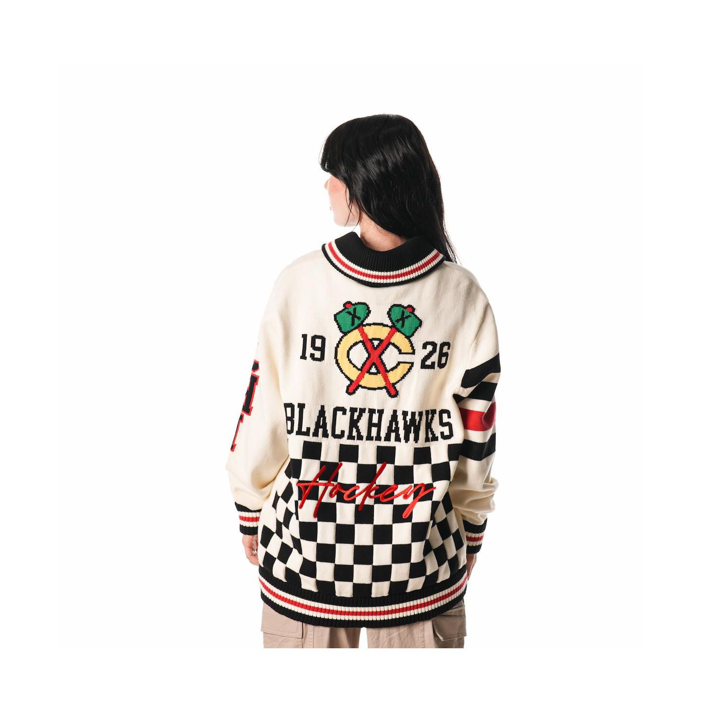 Мужской свитер The Wild Collective and Cream Chicago Blackhawks Jacquard Full-Zip — фото 2