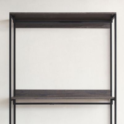 Monica 47inch Farmhouse Wood Walk in Closet Organizer with Shelf Rustic Gray Powder Coated Metal Frame