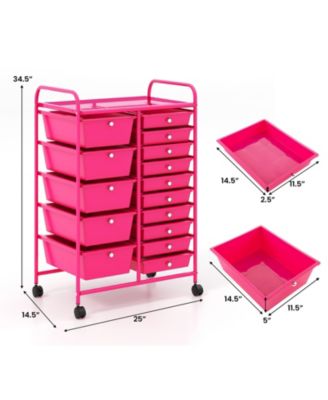 15-Drawer Utility Rolling Organizer Cart with Multi-Use Storage
