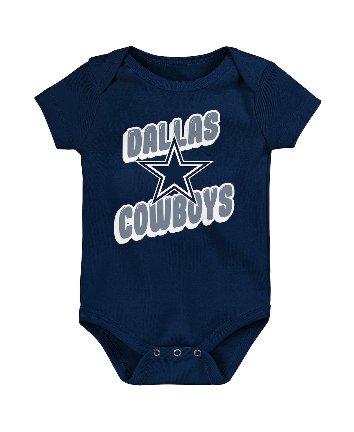 Outerstuff Baby Boys And Girls Dallas Cowboys Play Day Bodysuit, Set Of 3 In Navy,gray