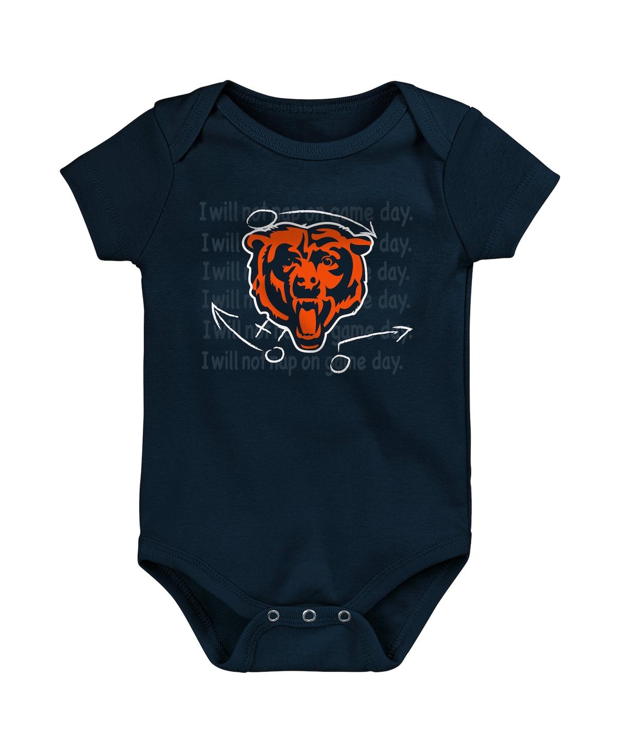Outerstuff Baby Boys And Girls Chicago Bears Team Starter Bodysuit, Set Of 3 In Navy