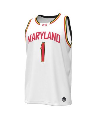 Men's 1 White Maryland Terrapins Replica Basketball Jersey