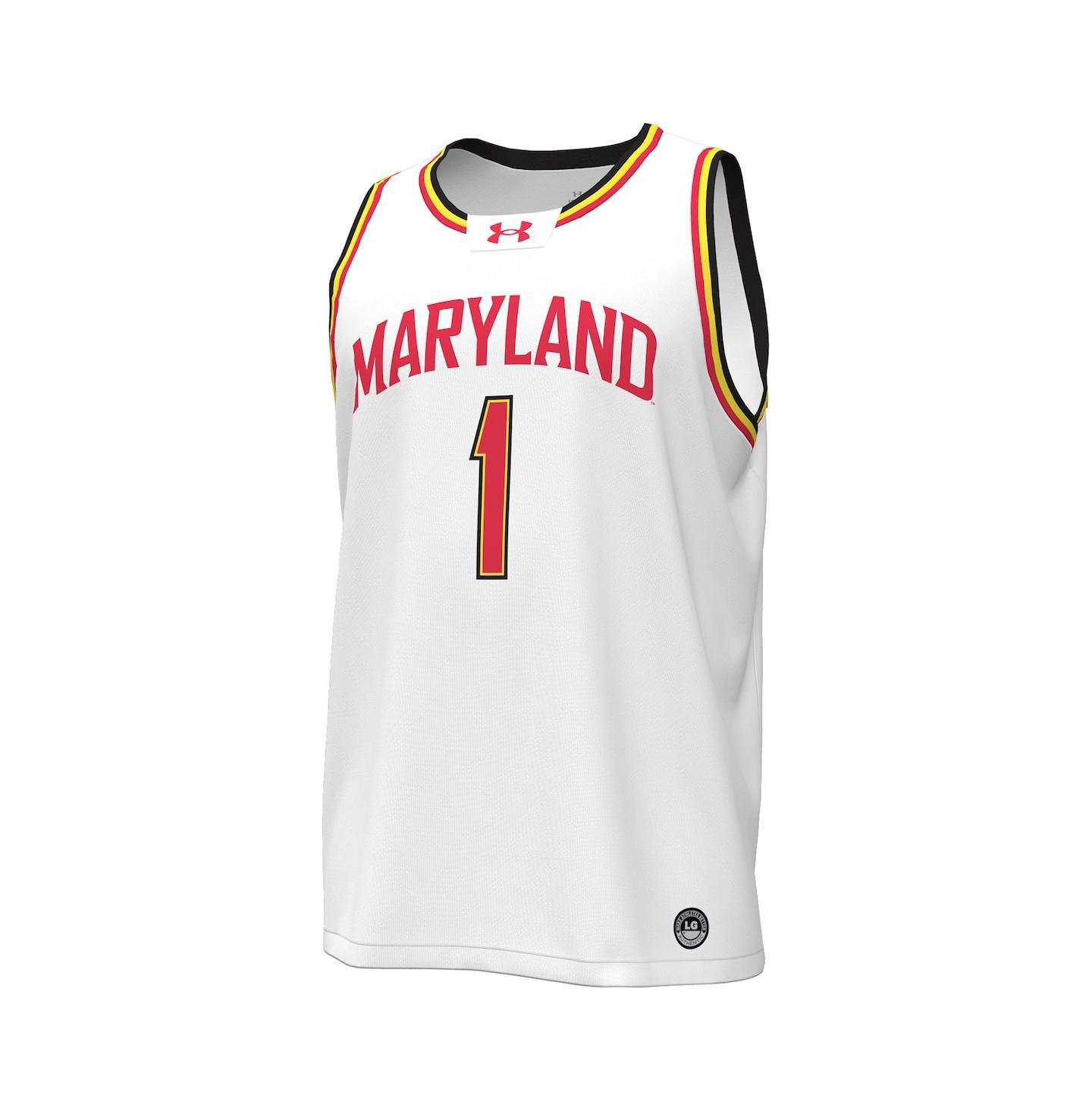 Мужской топ Under Armour 1 White Maryland Terrapins Replica Basketball Jersey — фото 2