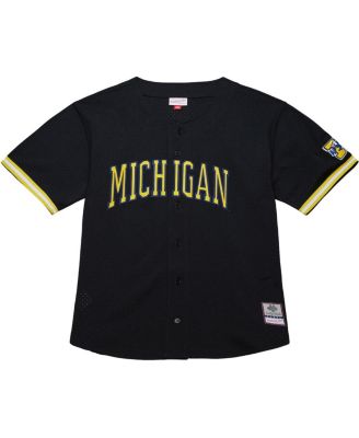 Men's Black Michigan Wolverines On The Clock Full-Button Fashion Jersey
