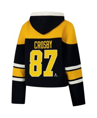 Women's Sidney Crosby Black Pittsburgh Penguins Superior Lacer Cropped Pullover Hoodie