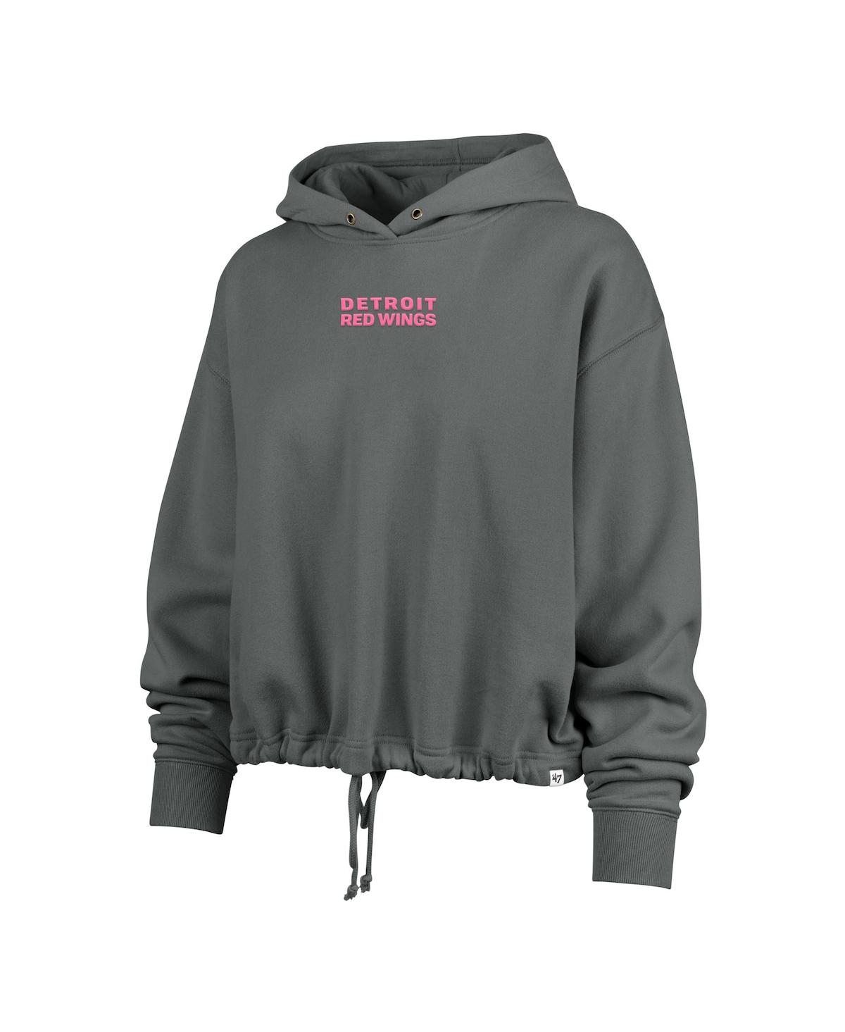 47 BRAND WOMEN'S GRAY DETROIT RED WINGS BRIGHT SIDE VENICE CROPPED PULLOVER HOODIE 