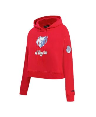 Women's Red Memphis Grizzlies 2024/25 City Edition Chenille Applique Cropped Pullover Hoodie
