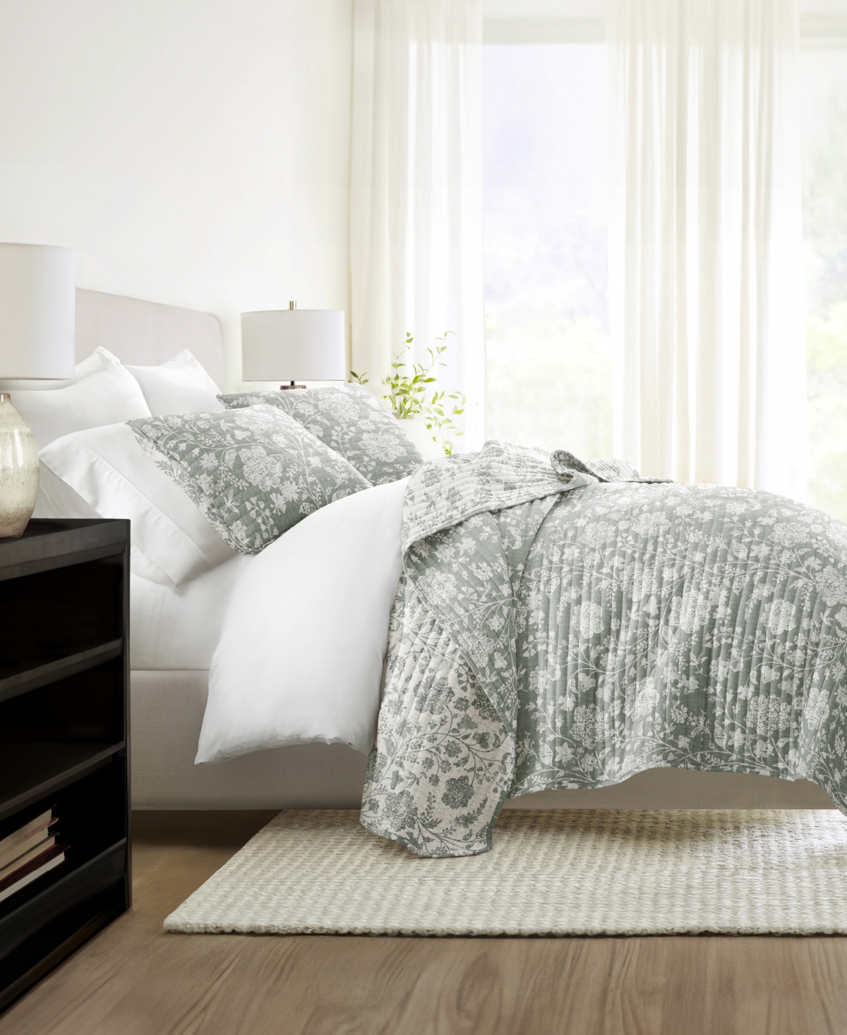 Ienjoy Home Textured Floral Reversible 3-pc. Quilt Set, Full/queen