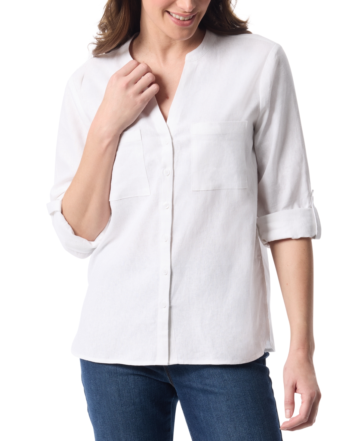 Women's Sabina Linen Split-Neck Shirt - Soft Peony