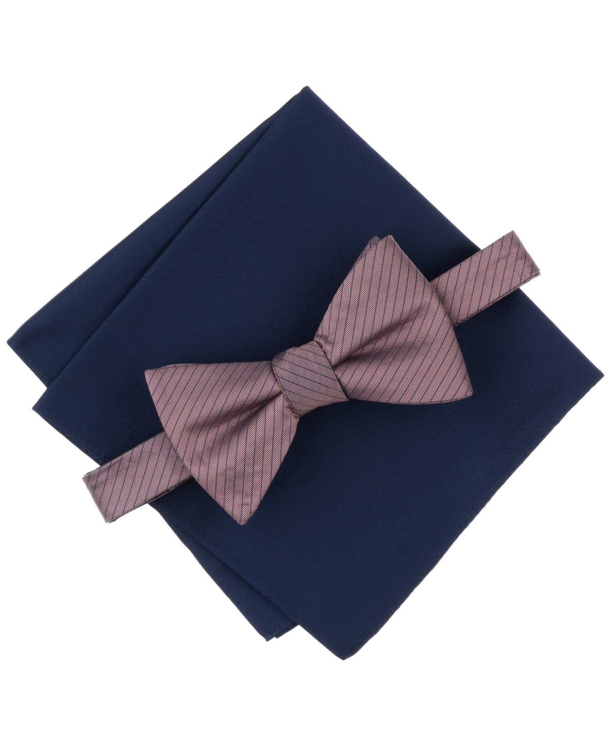 Men's Stripe Bow Tie & Solid Pocket Square Set, Exclusively at Macy's - Melon