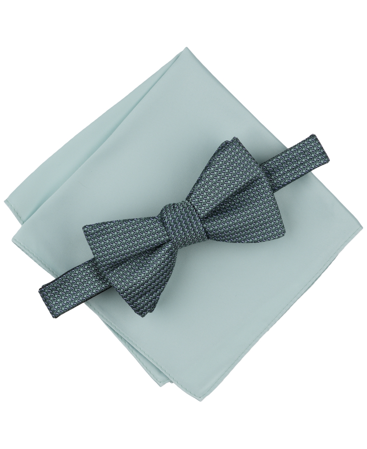 Men's Mini-Pattern Bow Tie & Solid Pocket Square Set, Exclusively at Macy's - Sage