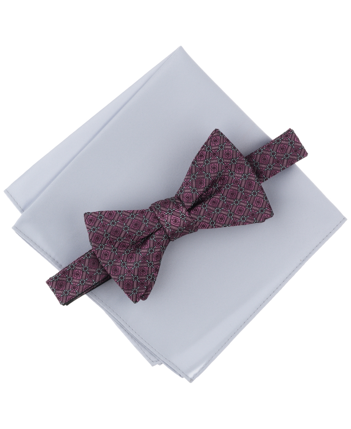 Alfani Men's Geo-pattern Bow Tie & Solid Pocket Square Set, Exclusively At Macy's