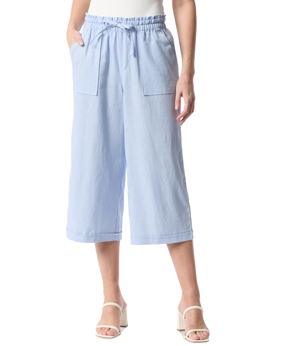 Rainey Pull-On Wide-Leg Cropped Pants - Soft Peony