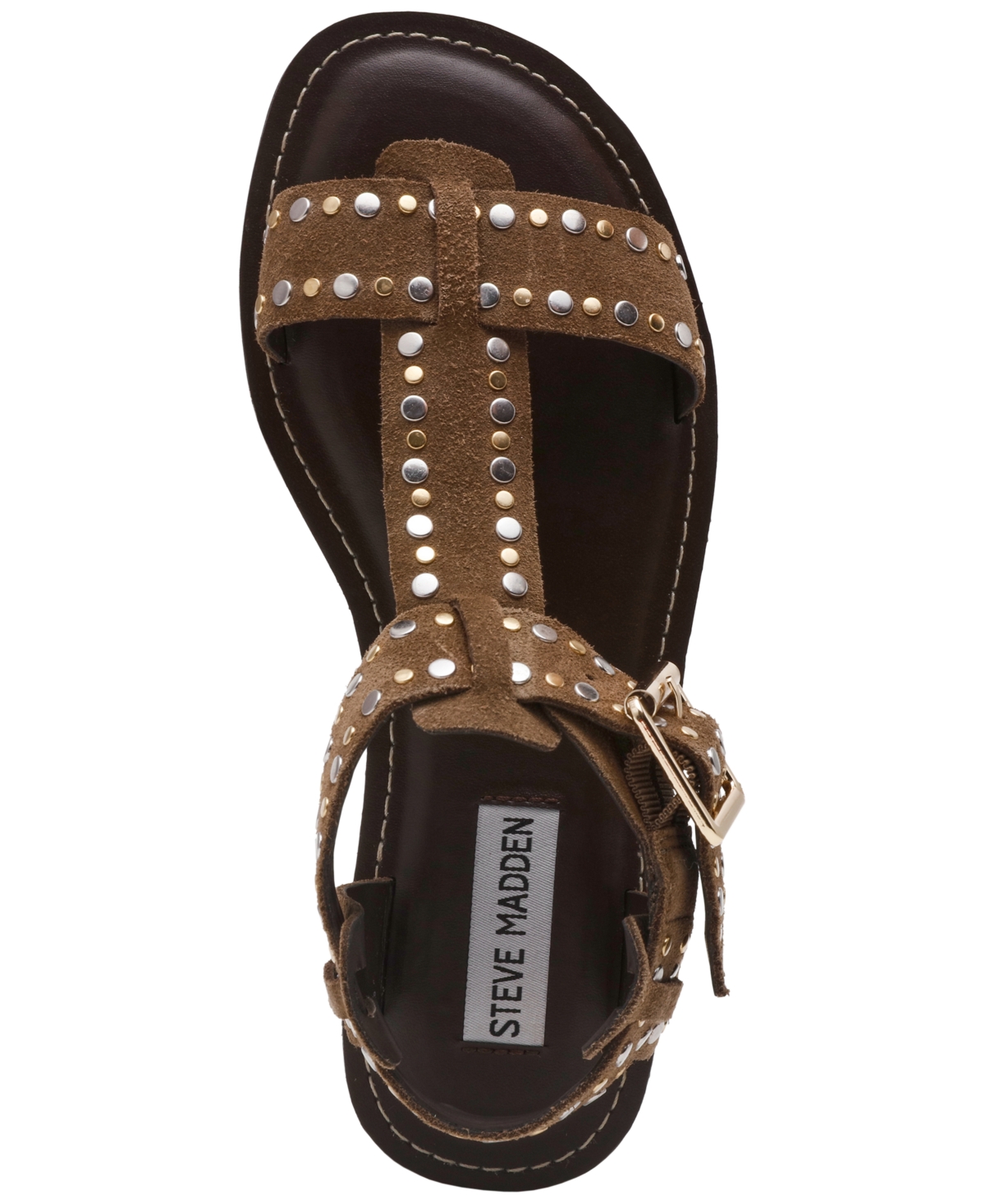 Steve Madden Women's Brazinn-s Studded Flat Gladiator Sandals In Brown